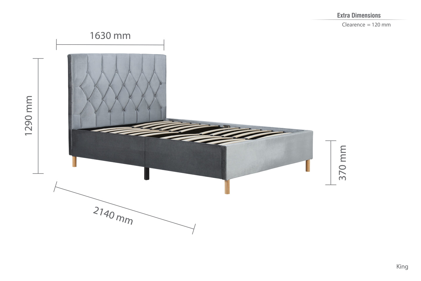 Loxley Grey King Bed
