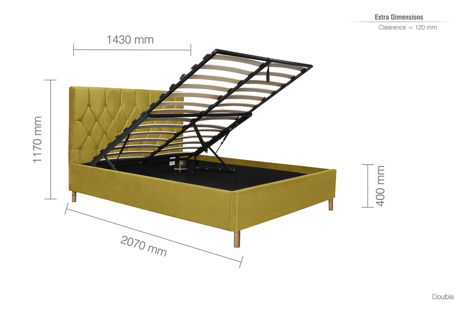 Loxley Mustard Ottoman Double Bed