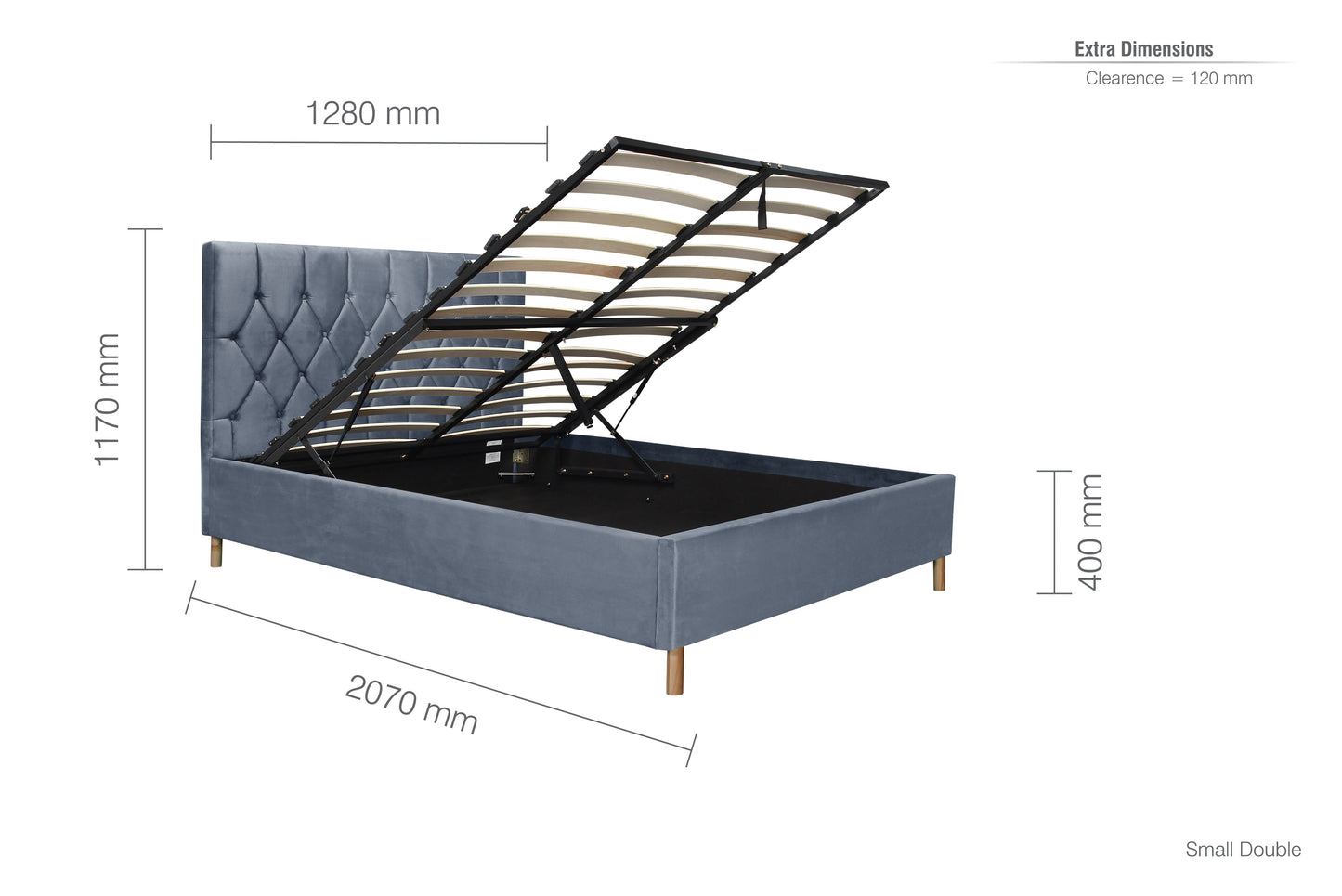 Loxley Grey Ottoman  Small Double Bed