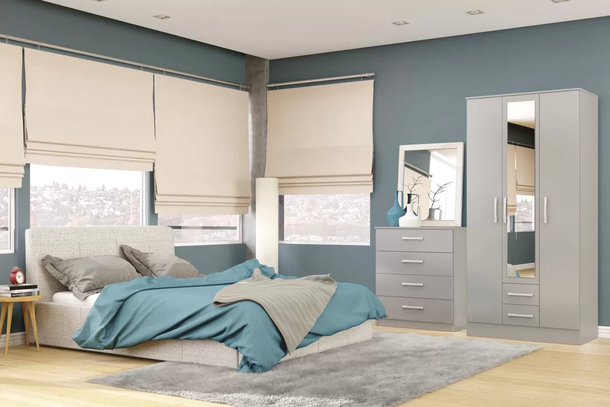 Lynx Grey 3 Door 2 Drawer Robe with Mirror