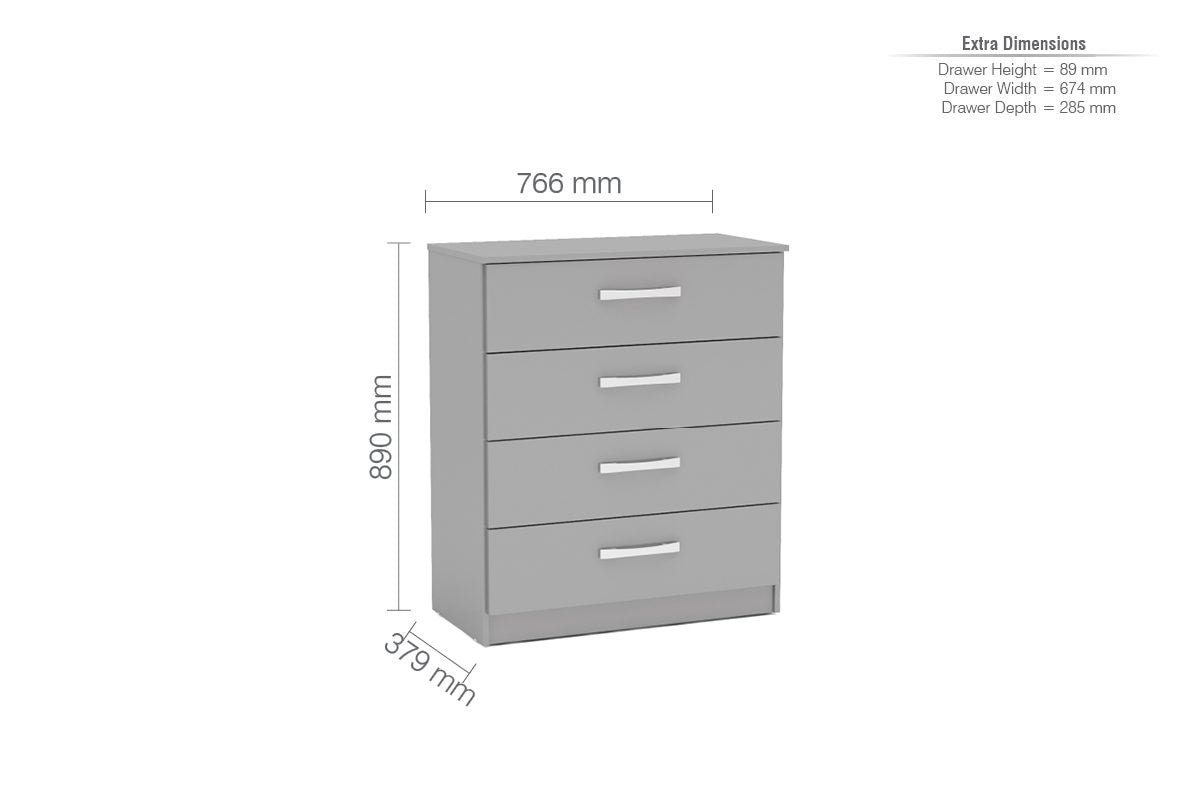 Lynx Grey 4 Drawer Chest