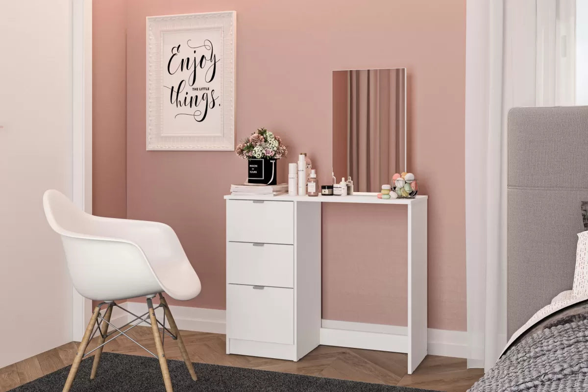 Madison White 3 Drawer Dressing Table & Mirror