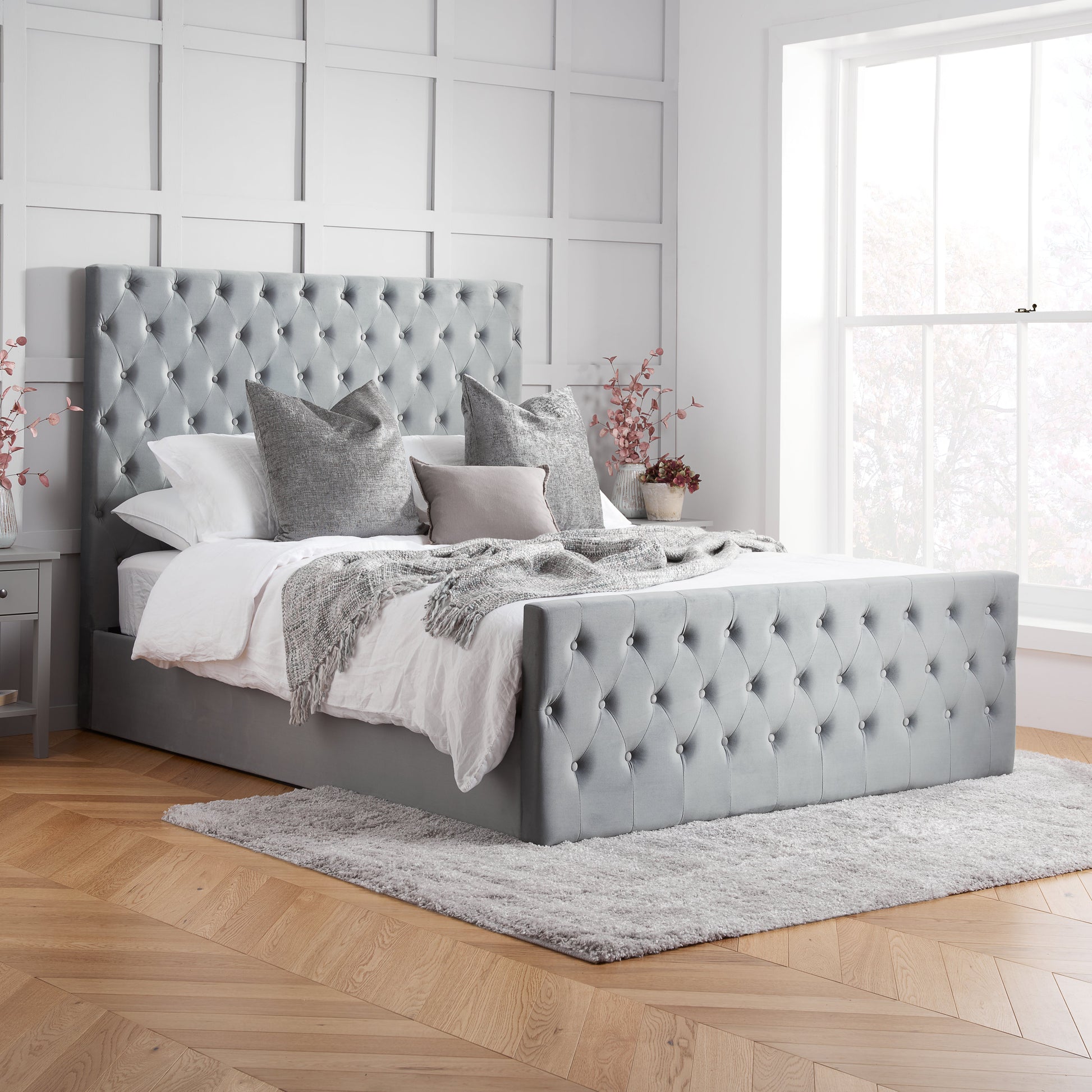Marquis Grey Double Ottoman Bed