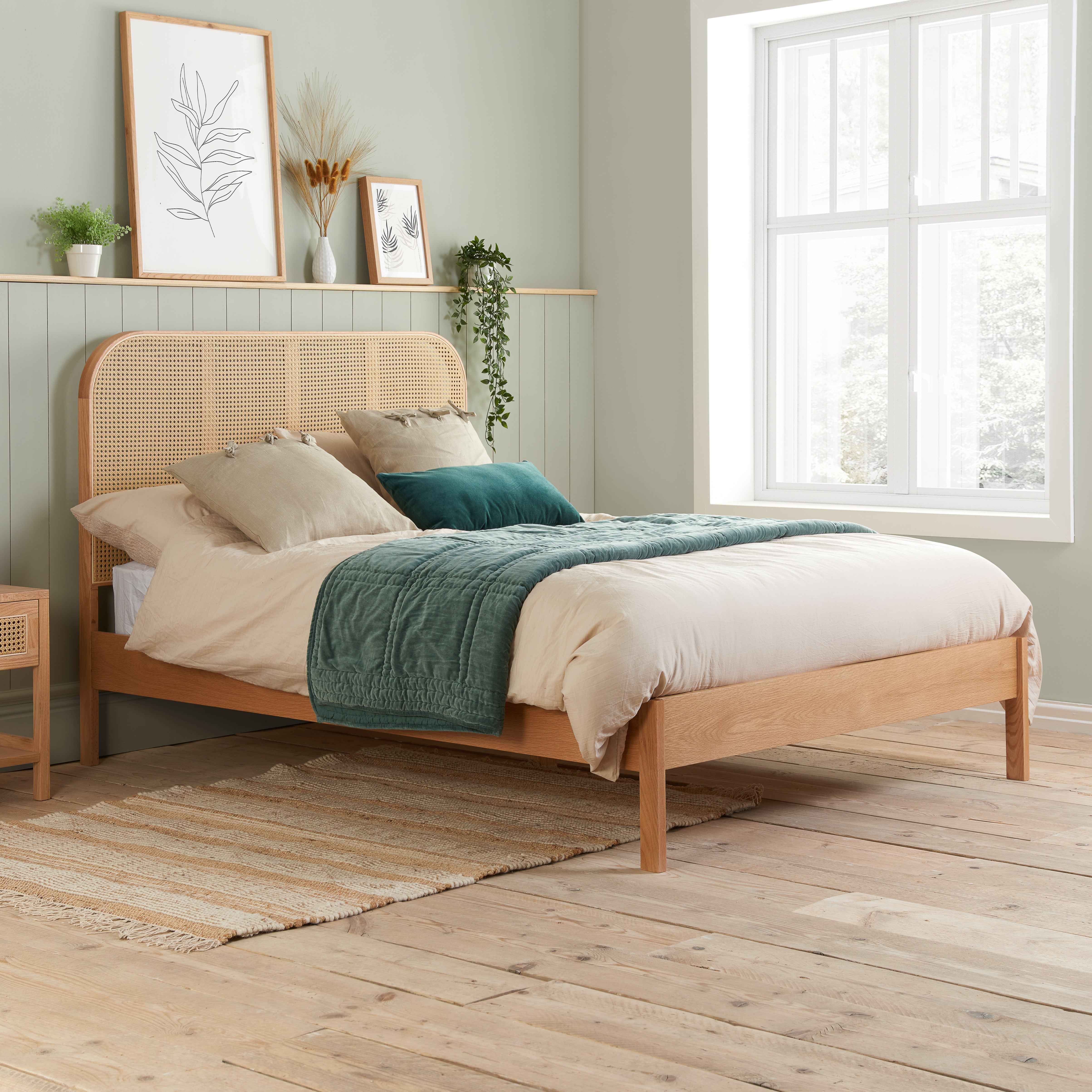 Margot Oak Rattan Super King Bed