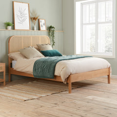 Margot Oak Rattan Double Bed