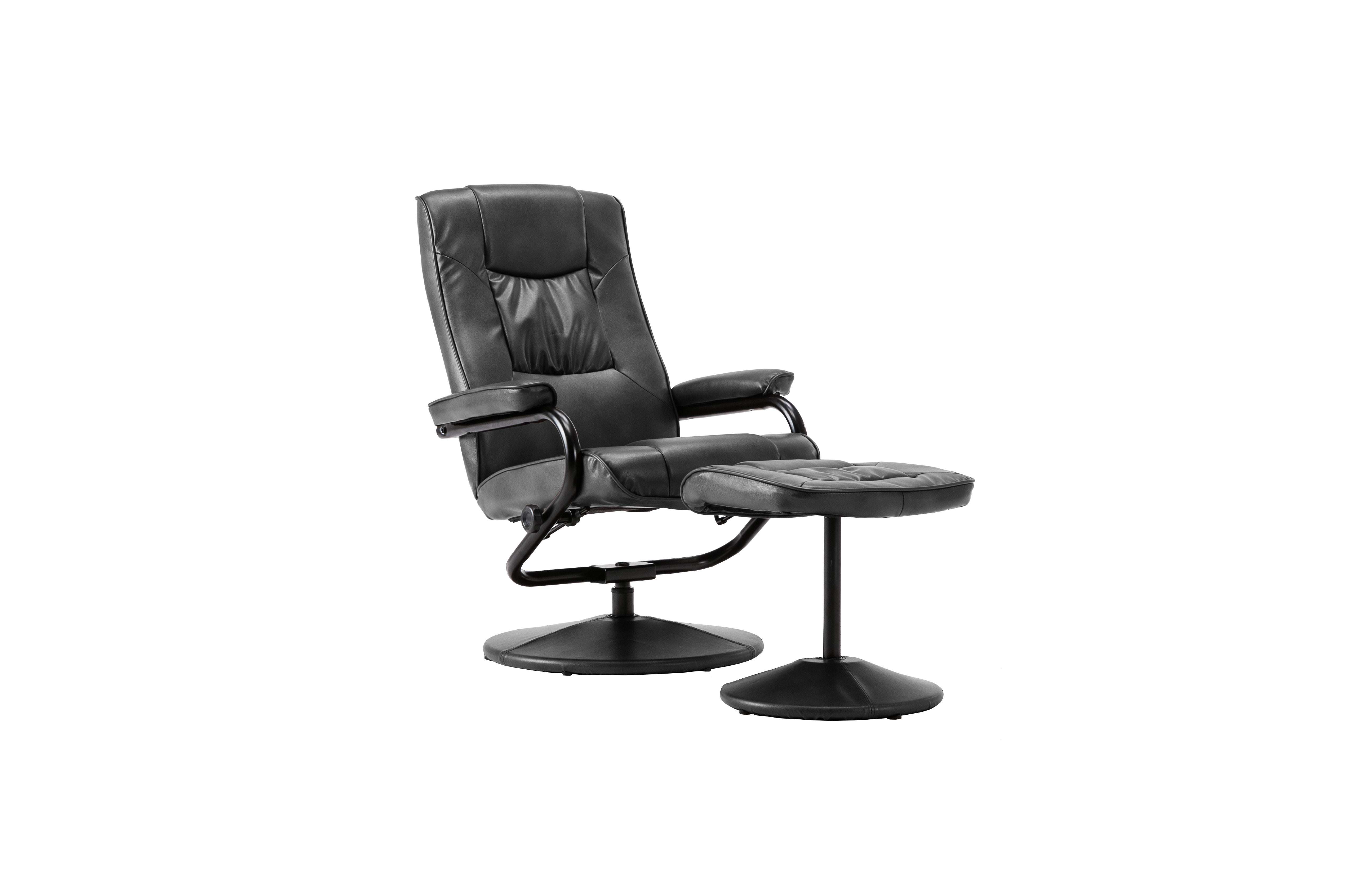 Marazion  Black Leather   Swivel Chair & Footstool