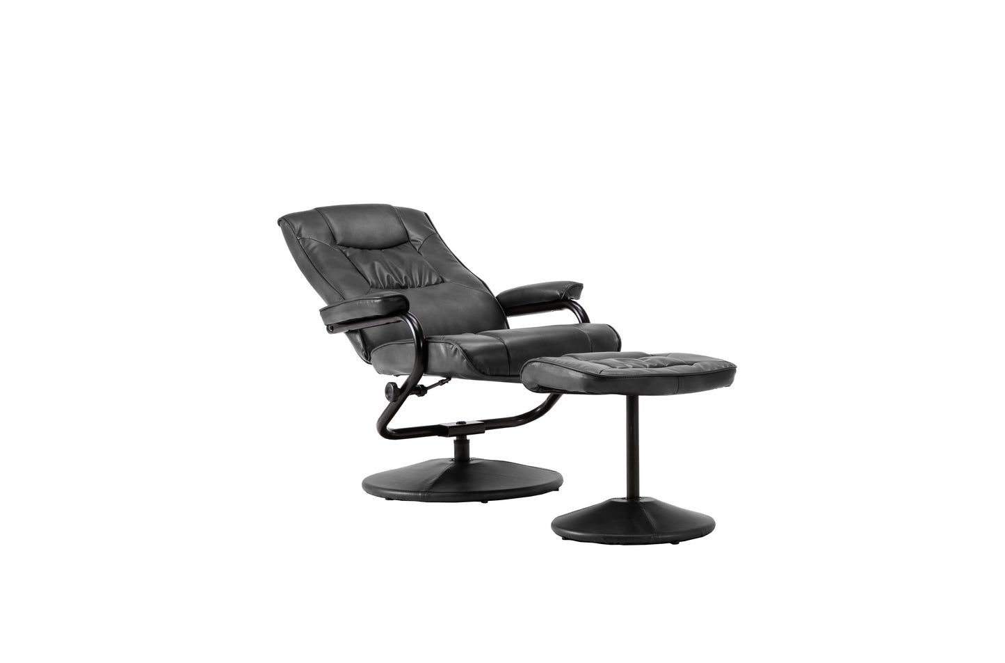 Marazion  Black Leather   Swivel Chair & Footstool