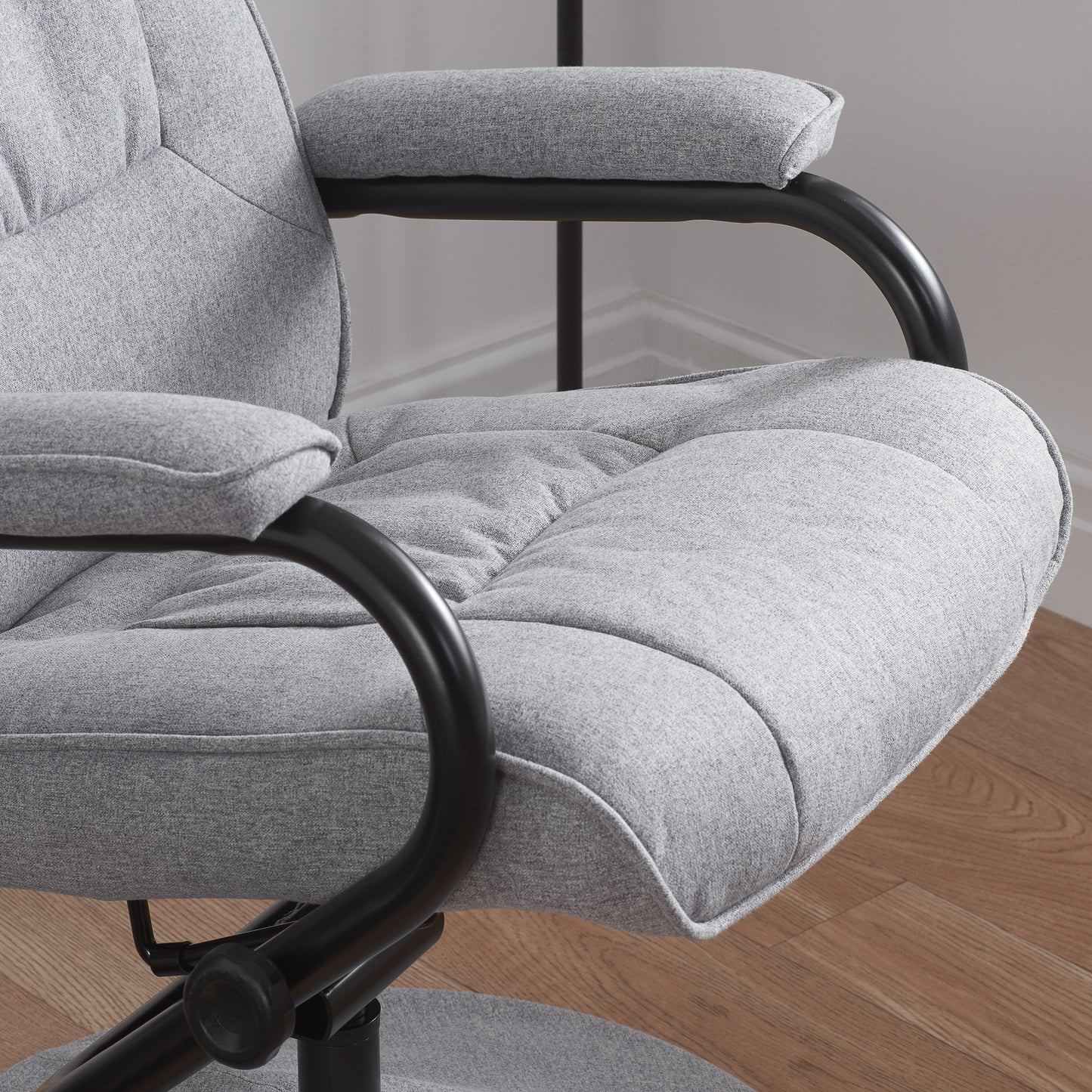 Marazion Grey Fabric Swivel Chair & Footstool