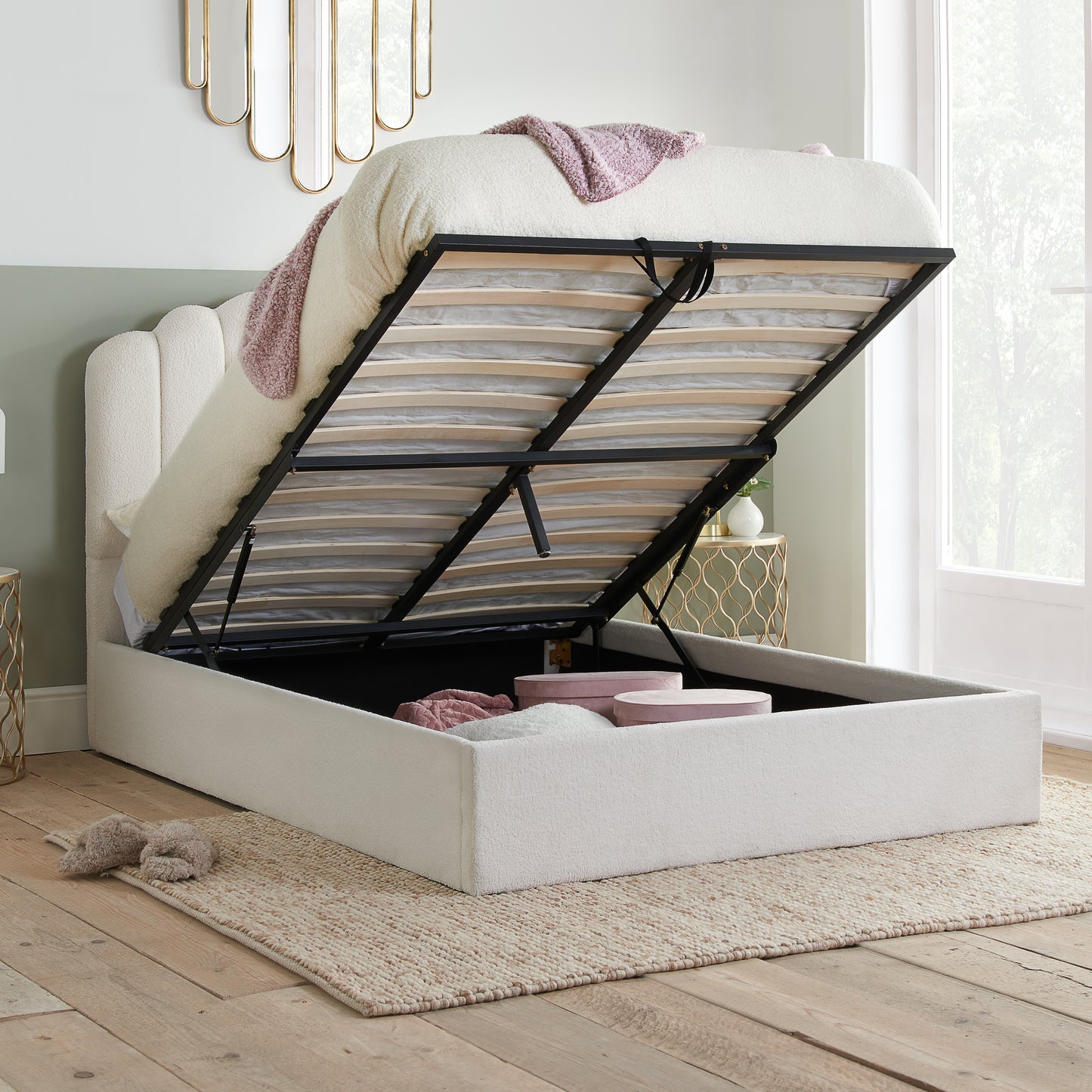 Monaco White King Ottoman Bed