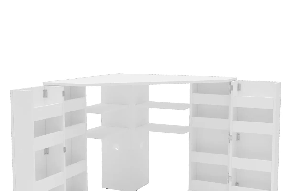 Olivia White Corner Dressing Table With Storage