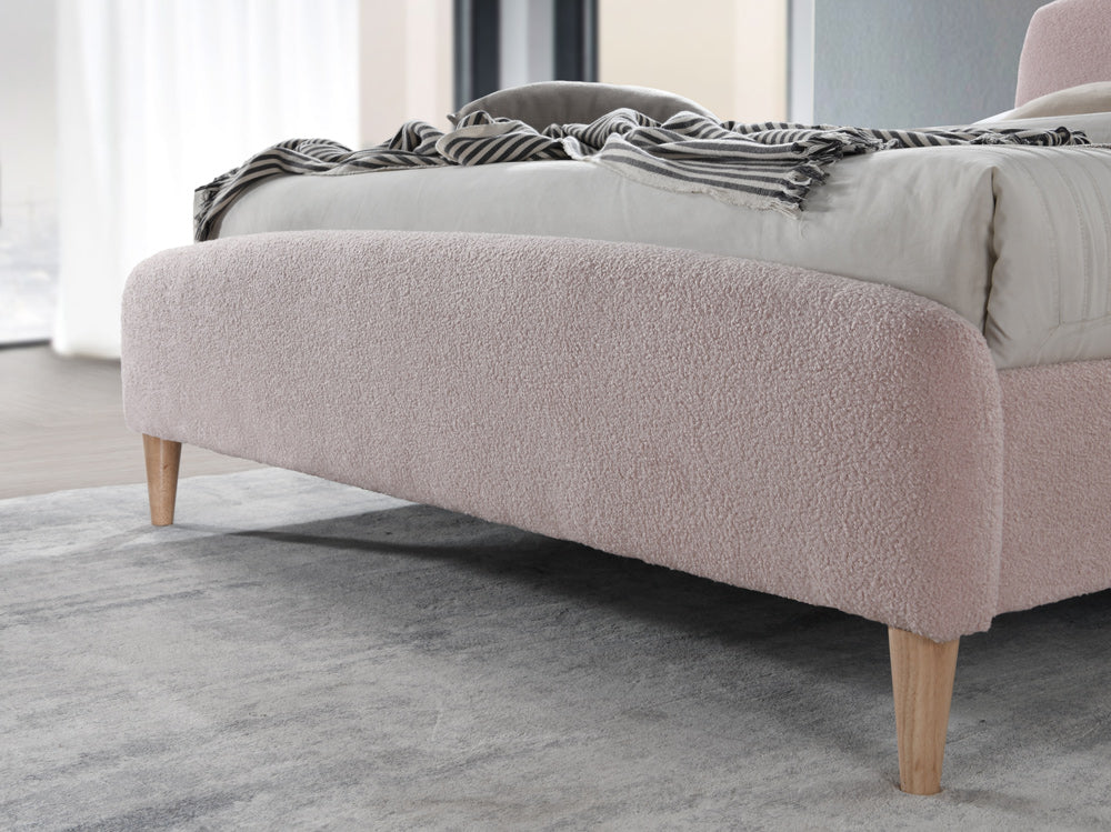 Otley Boucle Fabric Blush Pink Double Bed