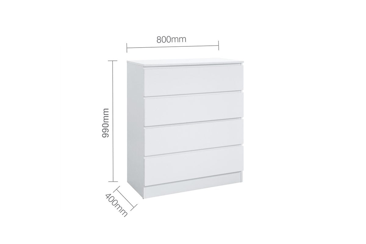 Oslo White 4 Drawer Chest