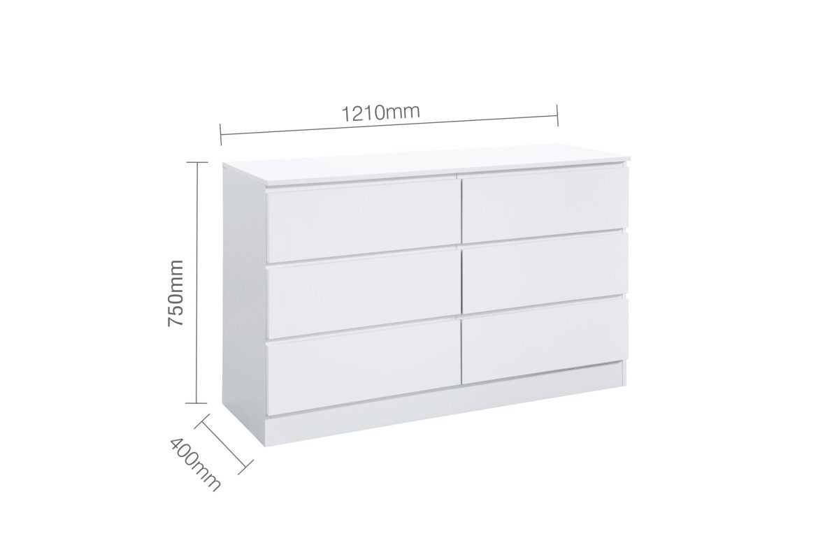 Oslo White 6 Drawer Chest