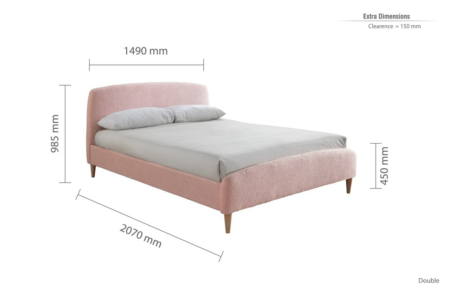 Otley Boucle Fabric Blush Pink Double Bed