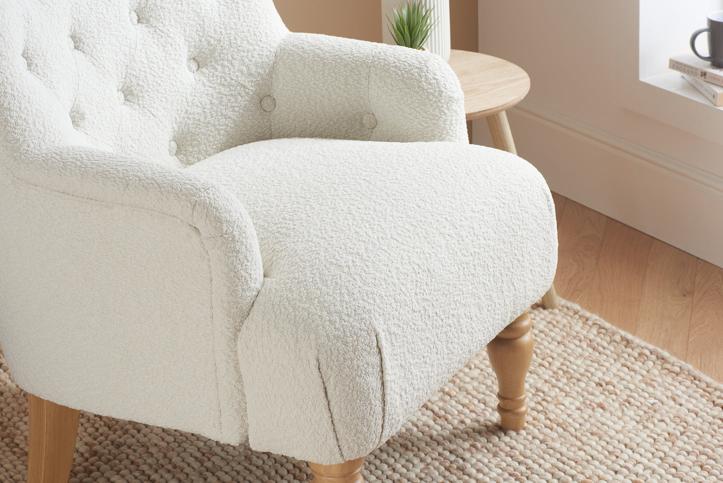 Penryn White Fabric Accent Armchair ( Pack of two )