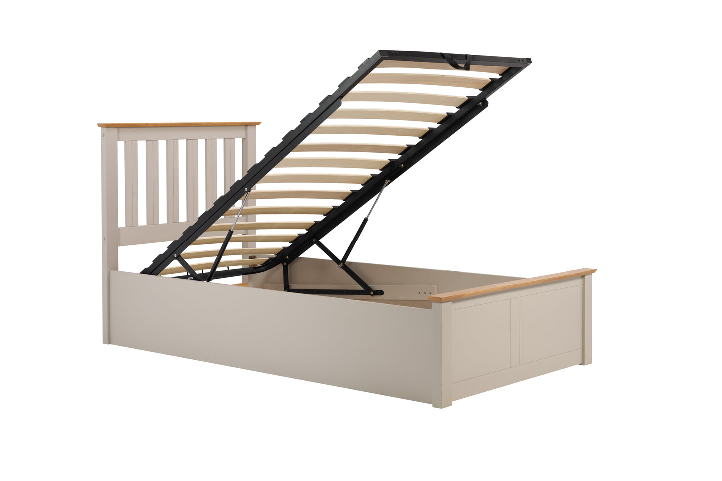 Pheonix Pearl Grey Ottoman Storage Single Bed