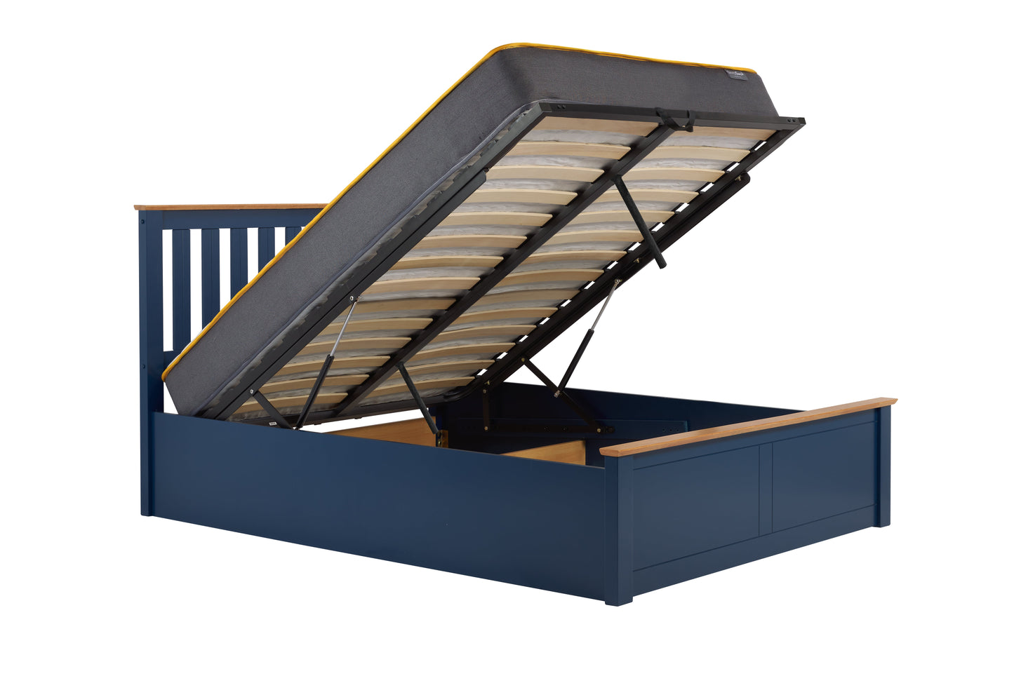 Pheonix Navy Blue Ottoman King Bed