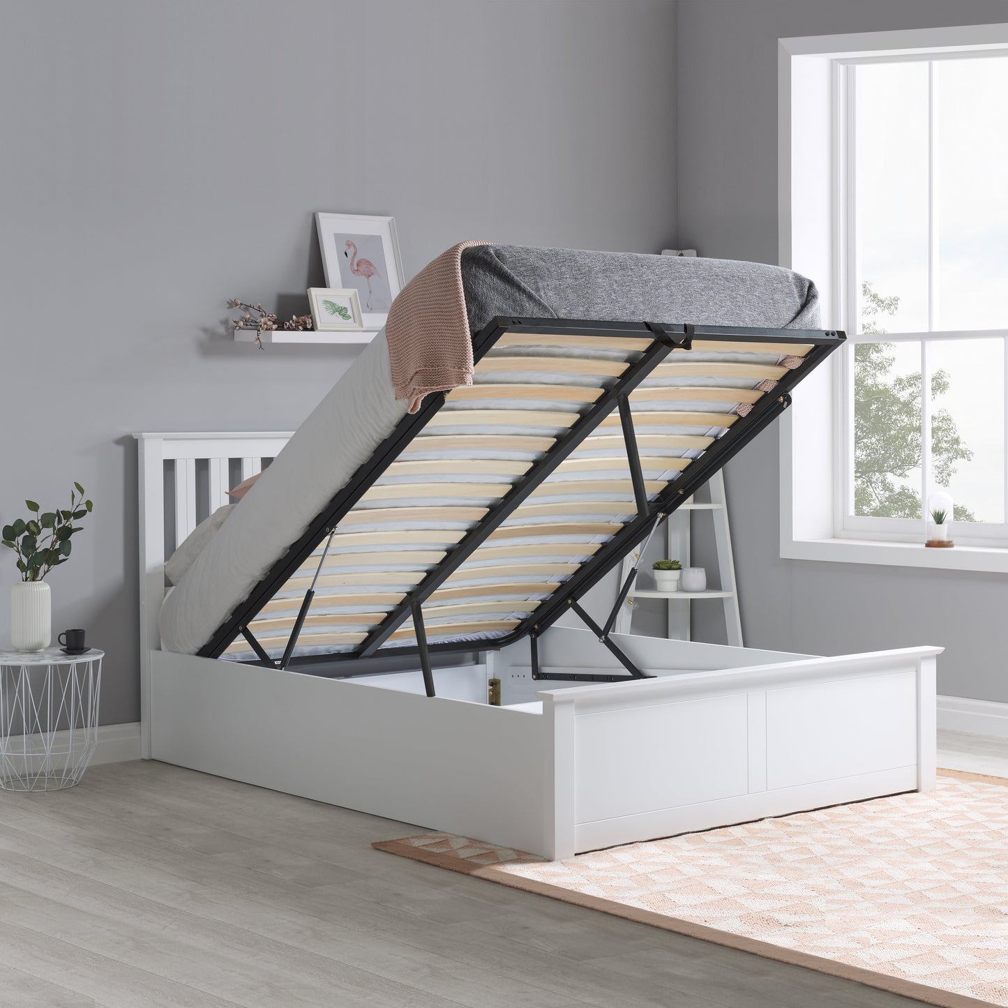 Pheonix White Ottoman Small Double Bed