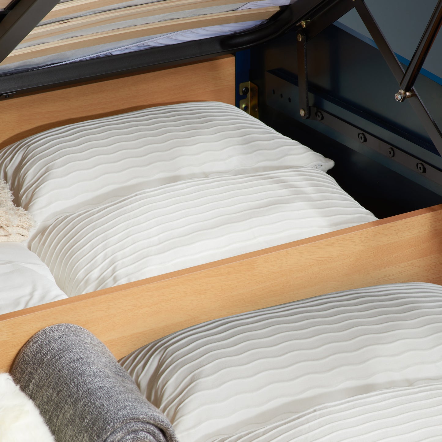 Pheonix Navy Blue Ottoman King Bed