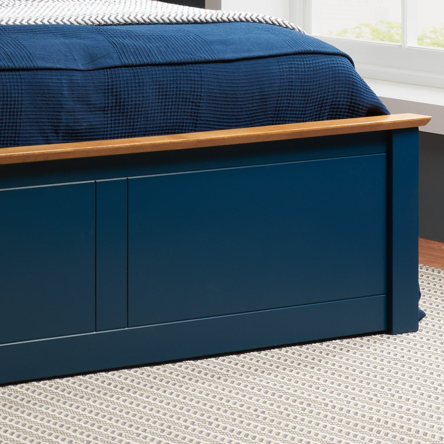 Pheonix Navy Blue Ottoman King Bed