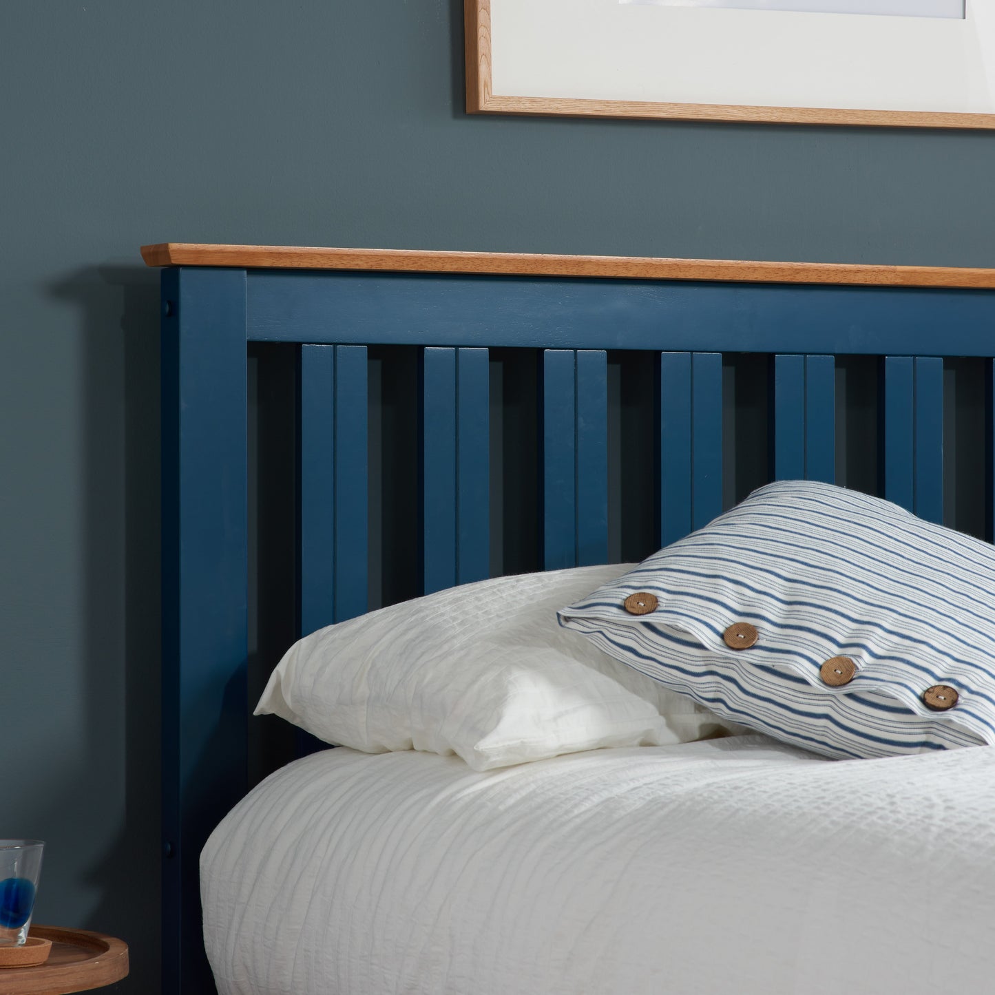 Pheonix Navy Blue Ottoman King Bed