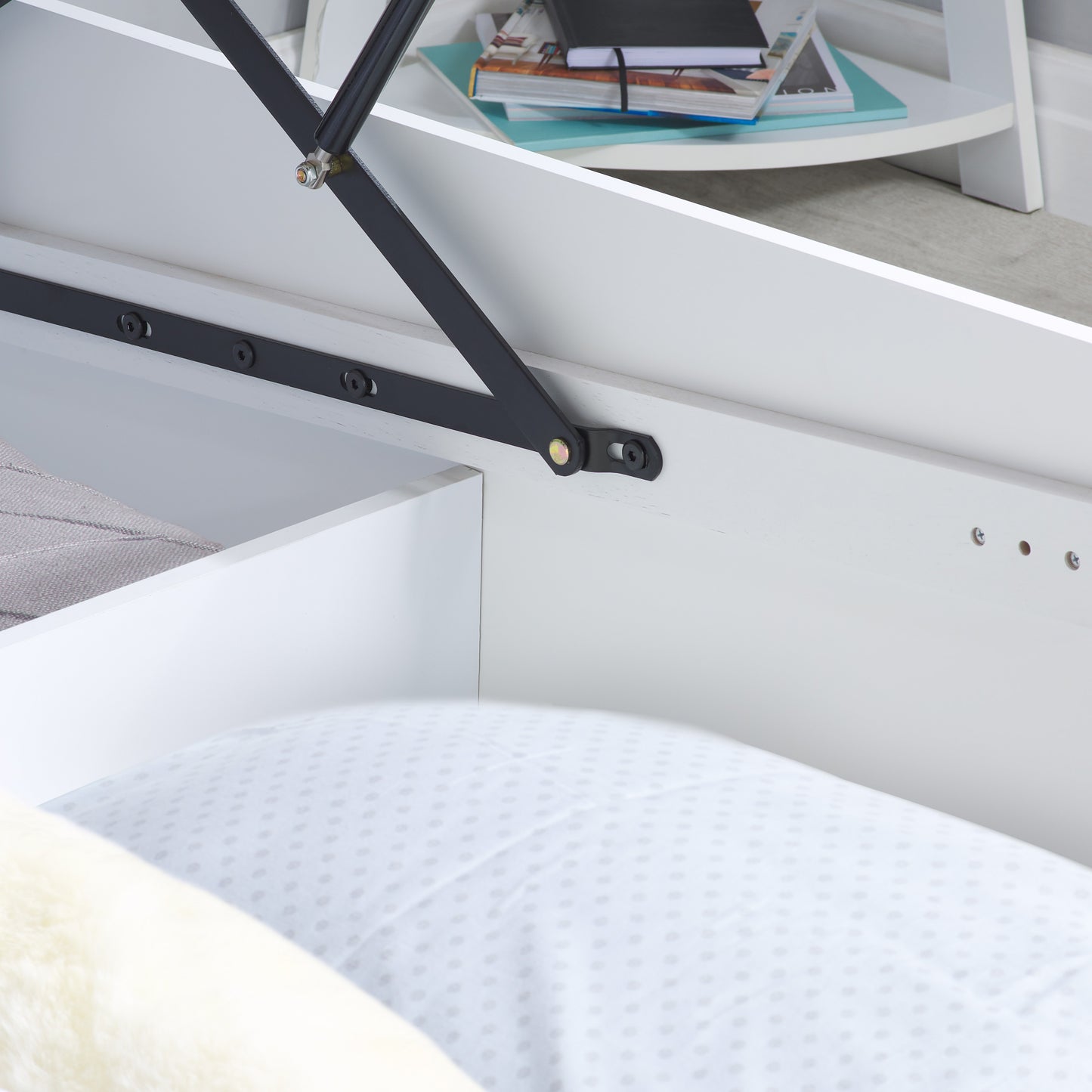 Pheonix White Ottoman Storage Single Bed