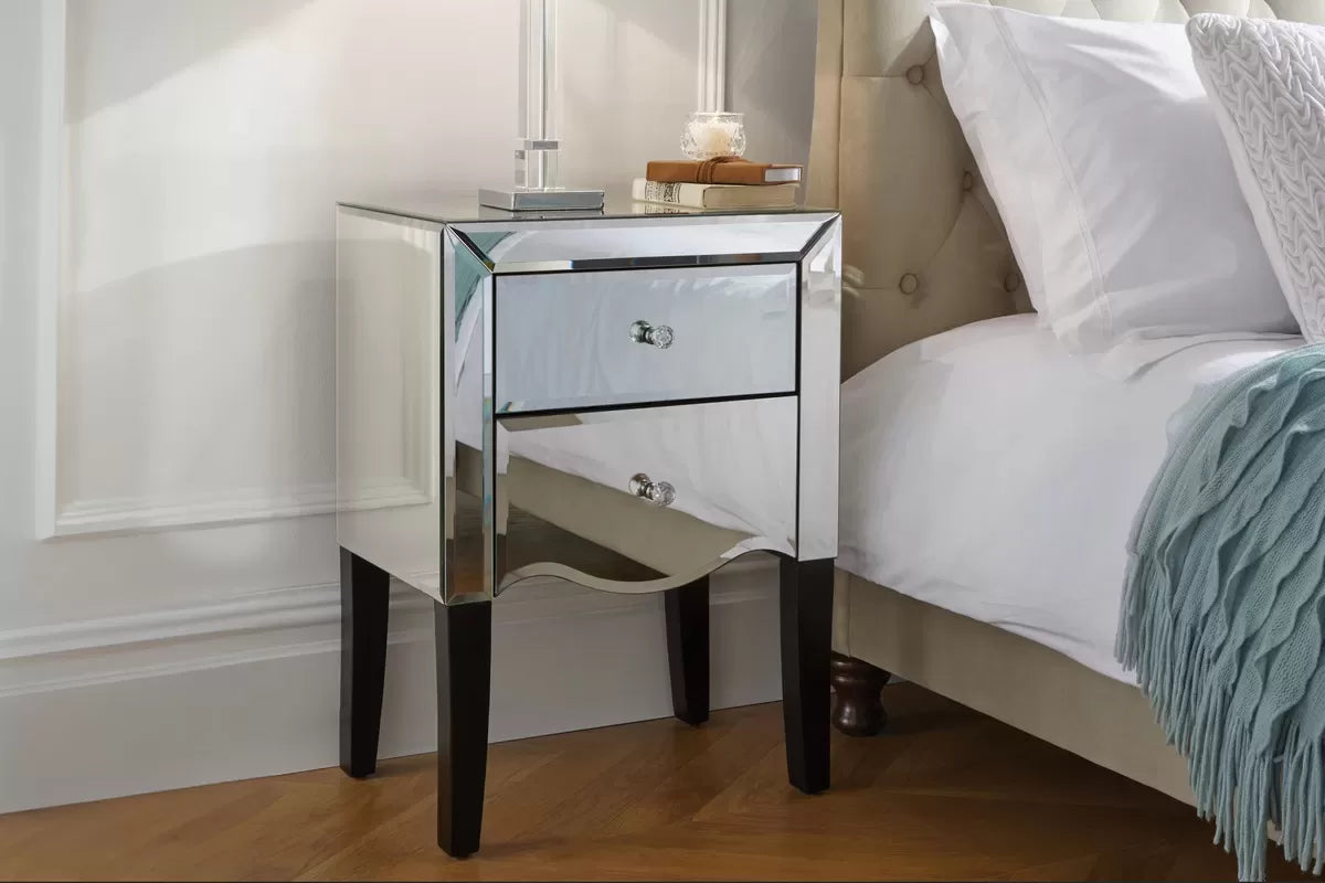 Palermo Mirrored 2 Drawer Bedside