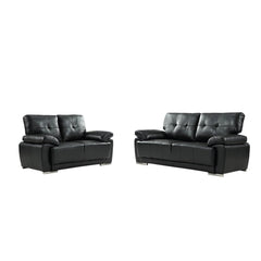 Sienna Black Leather Contemporary 3+2 Seater Sofa Set