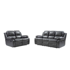 Valencia Grey Leather Recliner 3+2 Seater Sofa Set