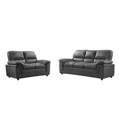 Ferona Grey Leather 3+2 Seater Sofa Set