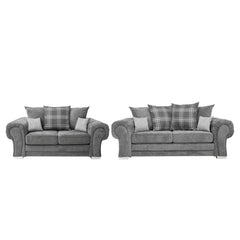 Serona Scatter Grey Fabric 3+2 Seater Sofa Set