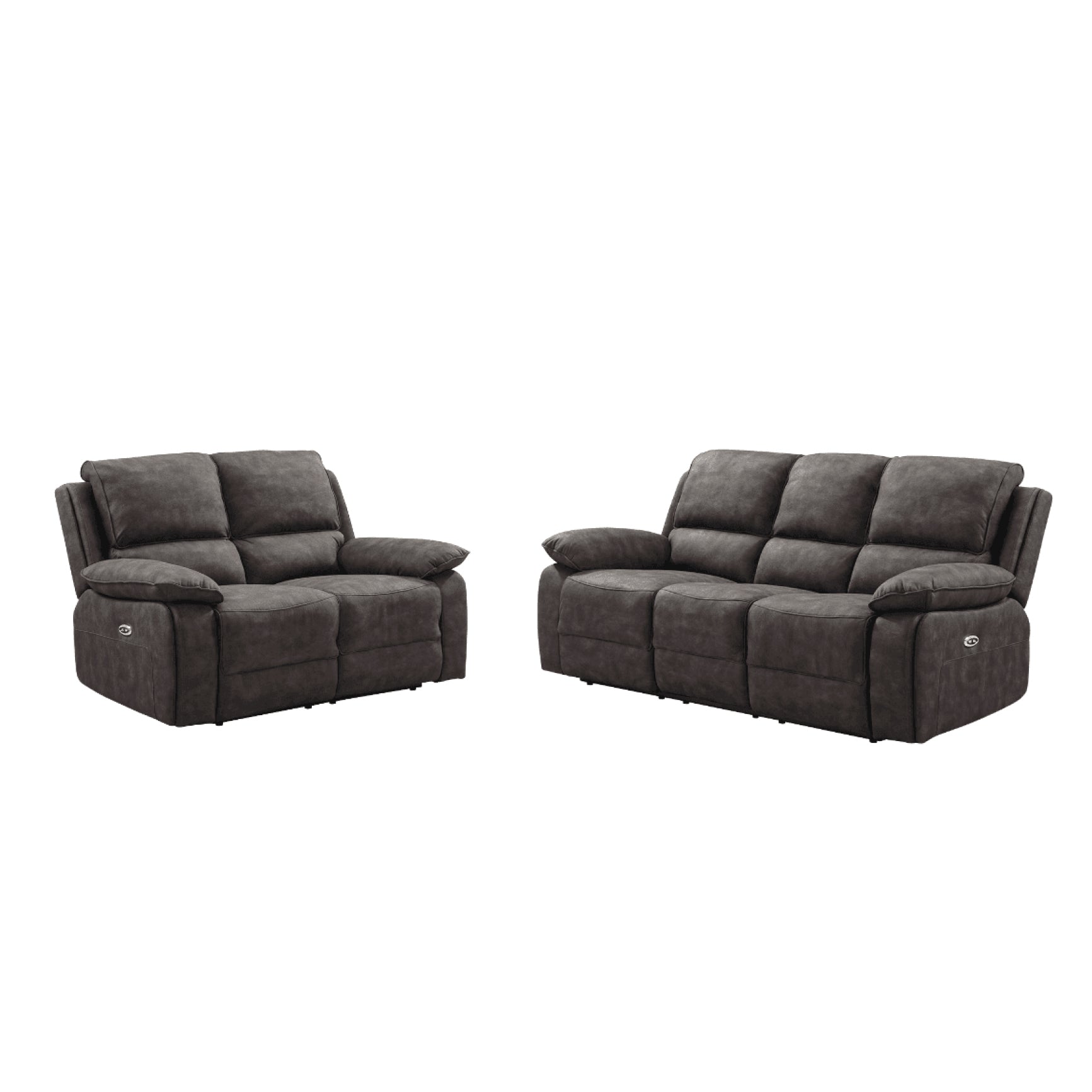 Maple Grey Suede Fabric Electric Recliner 3+2 Seater Sofa Set