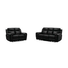 Renato Genuine Leather Black Electric Power Recliner 3+2 Seater Sofa Set