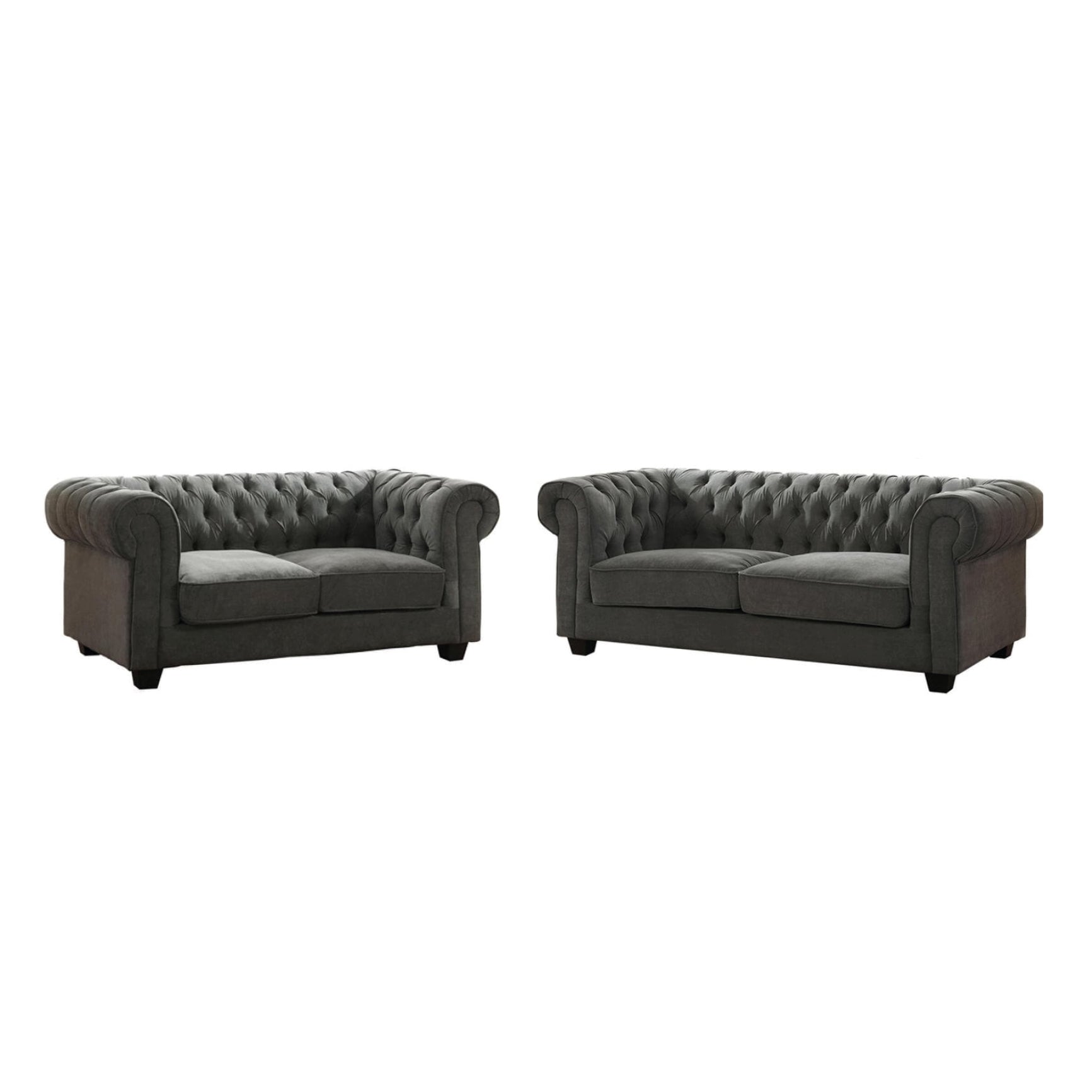 Chesterfield Grey Fabric 3+2 Seater Sofa Set