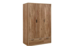 Stockwell Rustic Oak 3 Door 2 Drawer Wardrobe