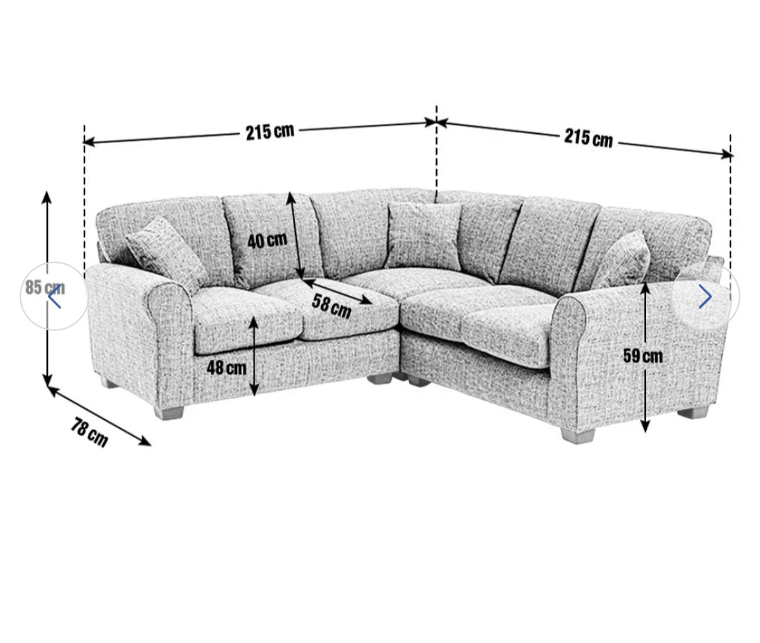 Lisbon Grey Flat Weave Fabric Corner Sofa