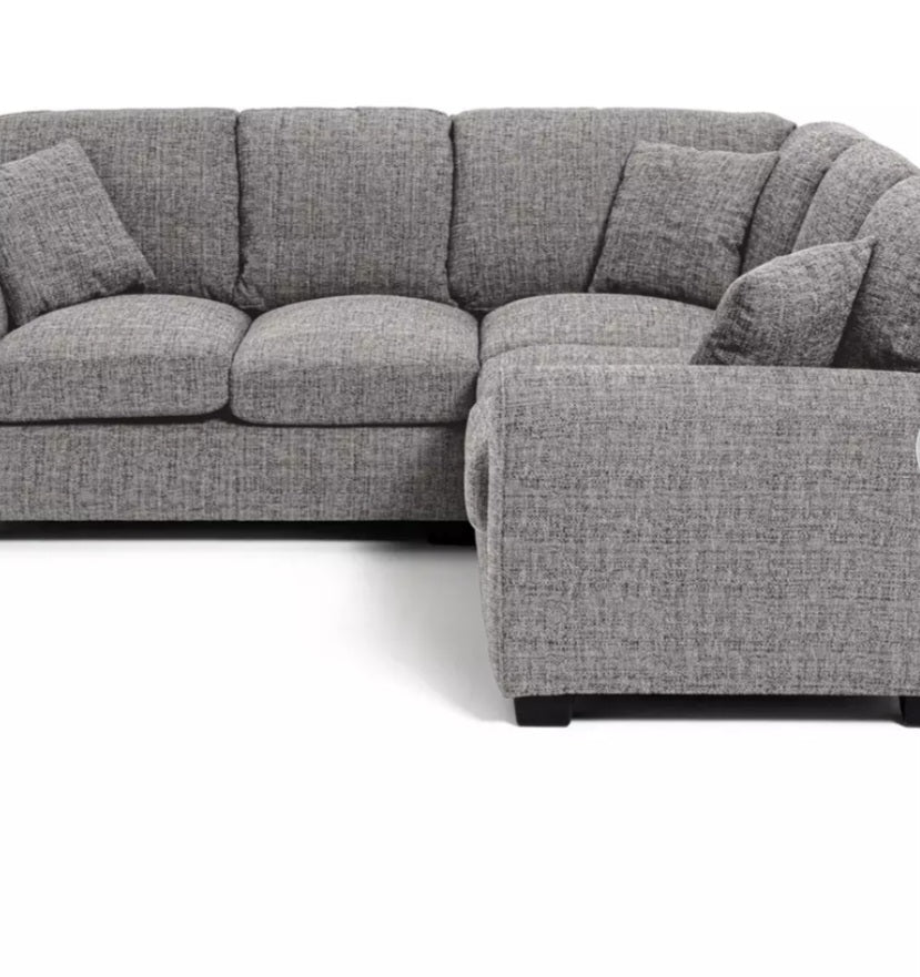 Lisbon Grey Flat Weave Fabric Corner Sofa