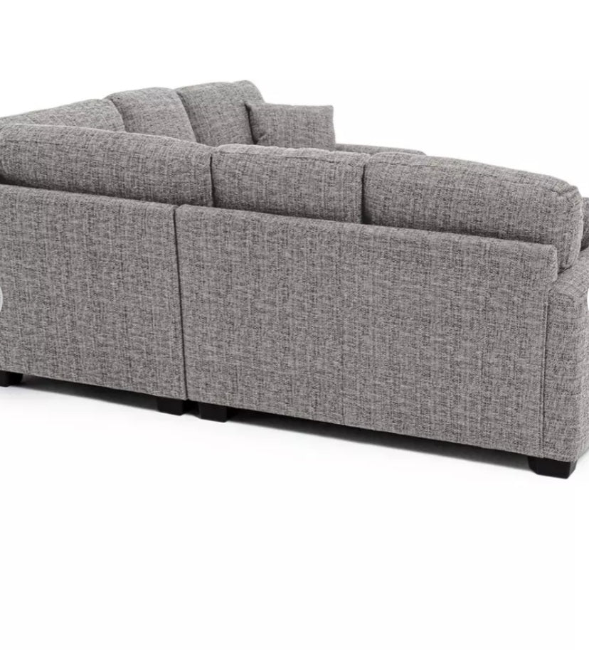 Lisbon Grey Flat Weave Fabric Corner Sofa