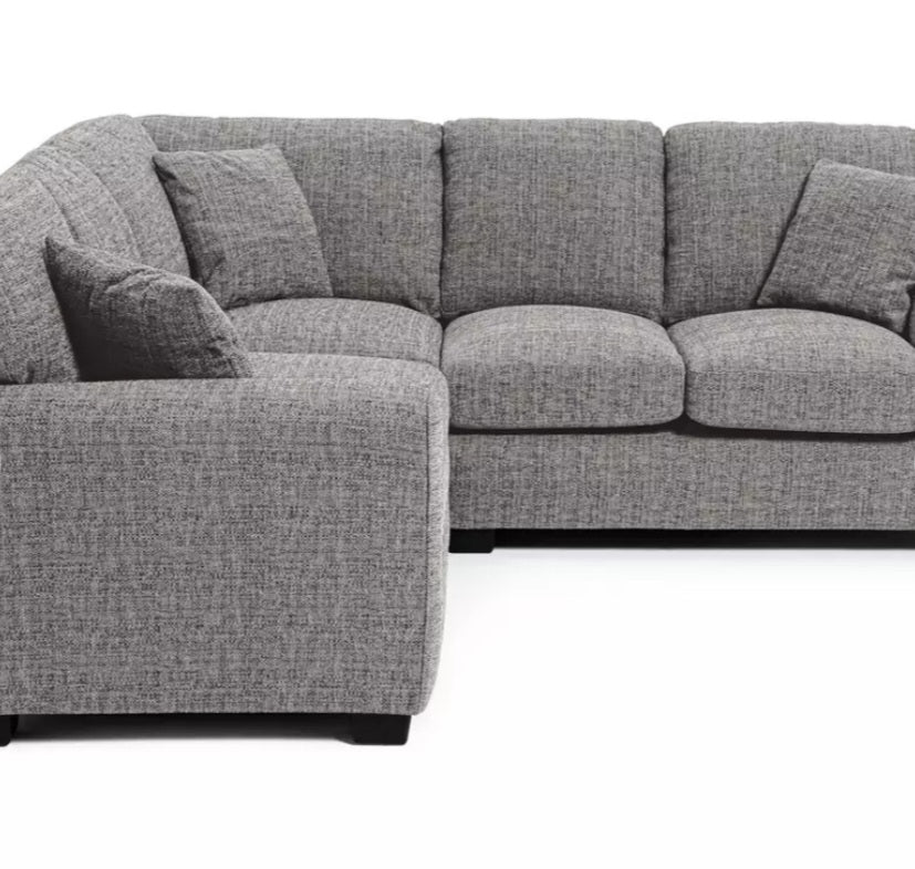 Lisbon Grey Flat Weave Fabric Corner Sofa