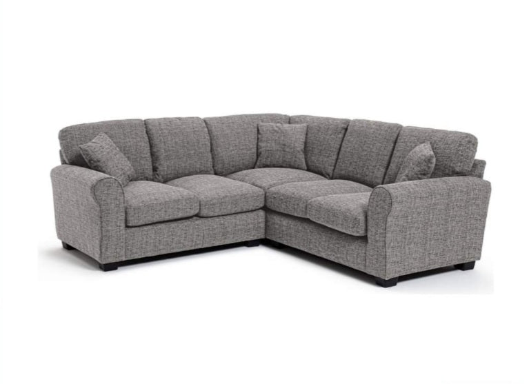 Lisbon Grey Flat Weave Fabric Corner Sofa