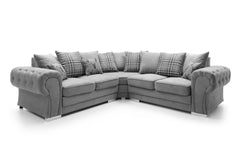 Serona Grey Fabric Scatter Cushions Corner Sofa