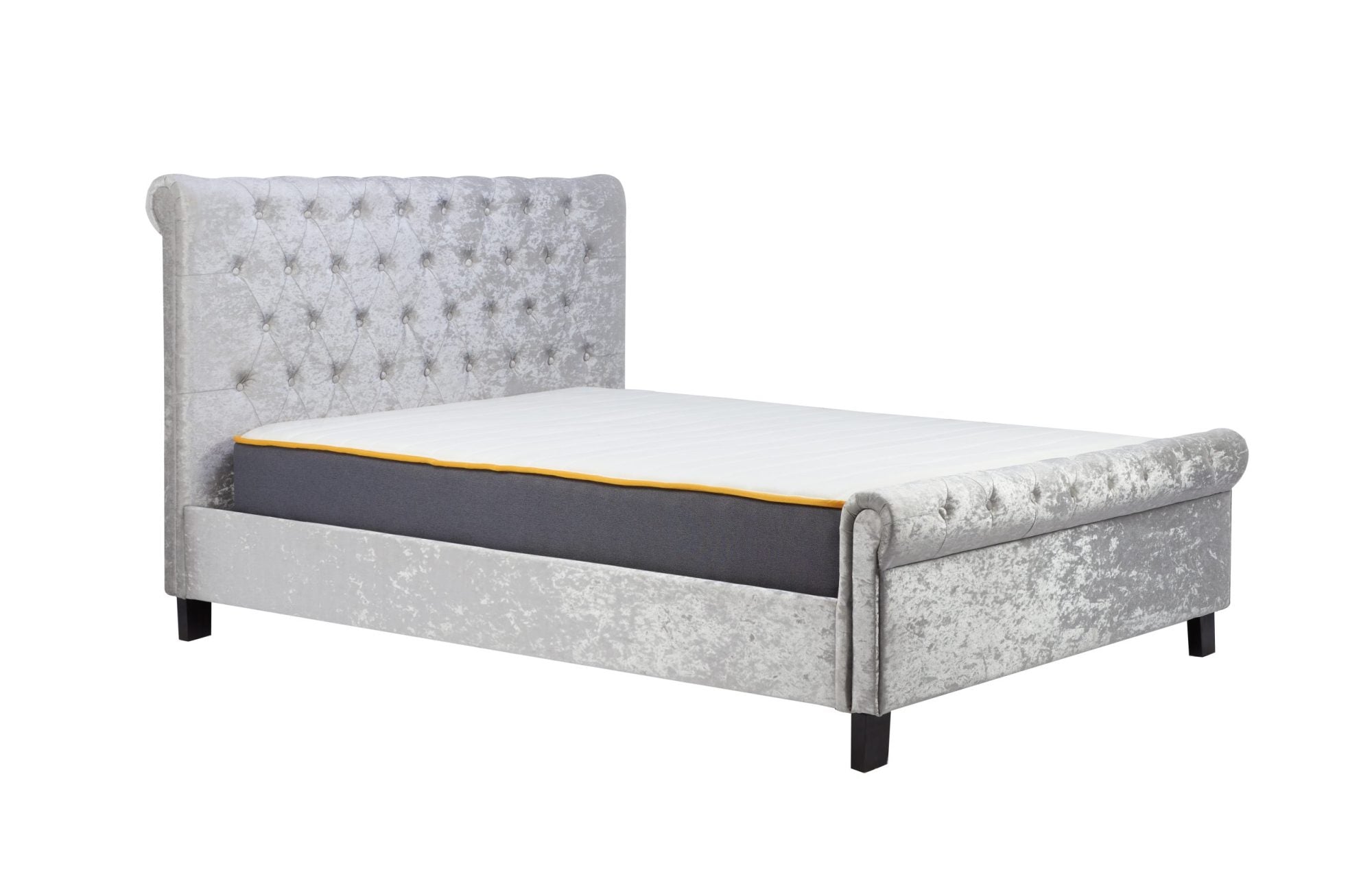 Zienna Steel Crush Vevlet  Fabric Double Bed