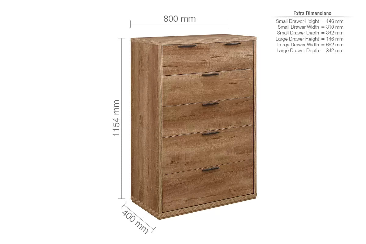 Stockwell Rustic Oak 4 + 2 Chest