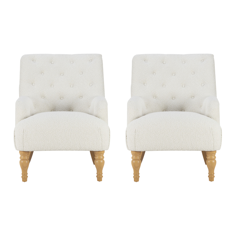 Penryn White Fabric Accent Armchair ( Pack of two )