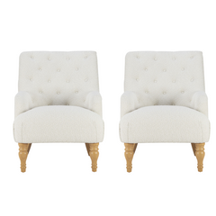 Penryn White Fabric Accent Armchair ( Pack of two )