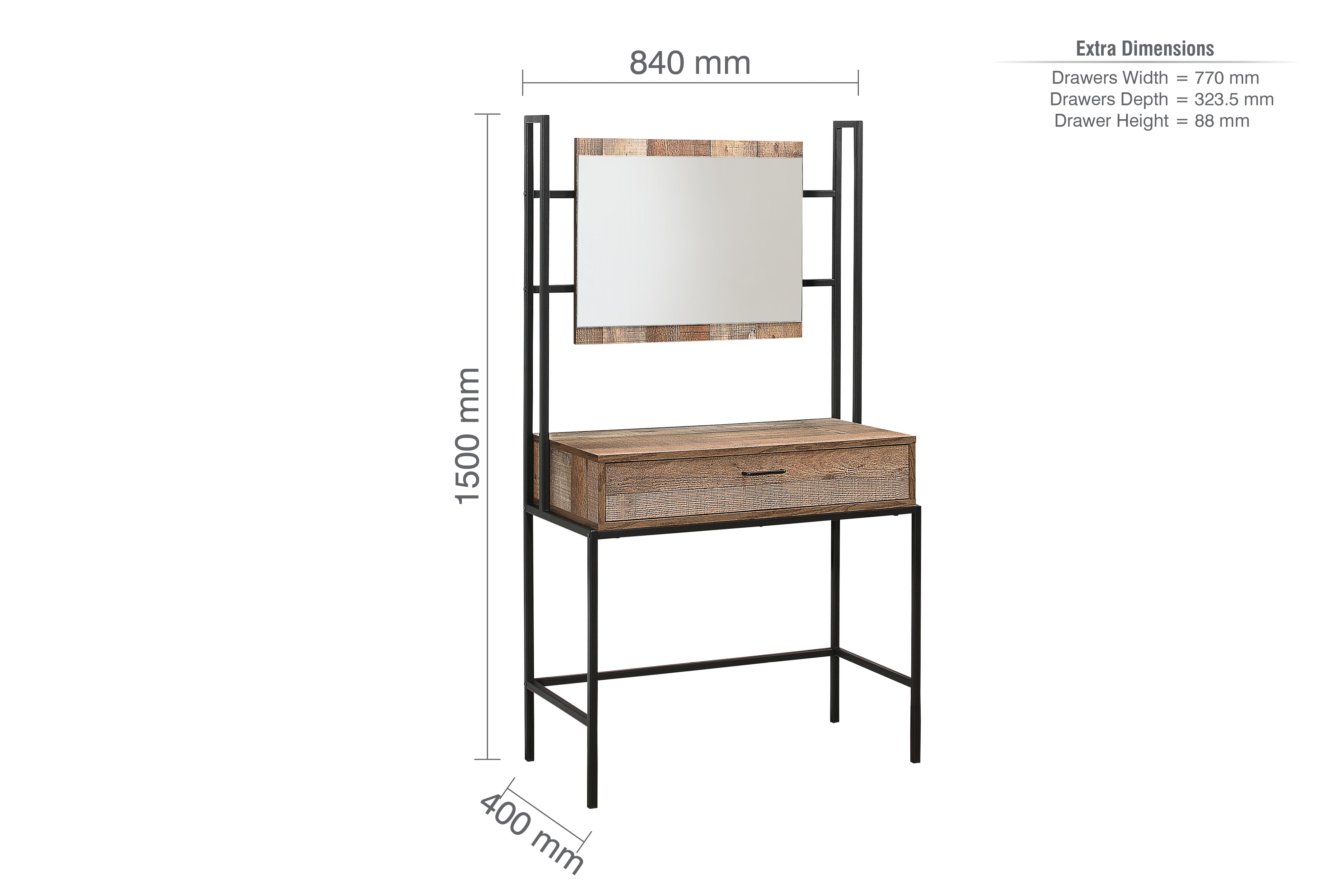 Urban Rustic Dressing Table & Mirror