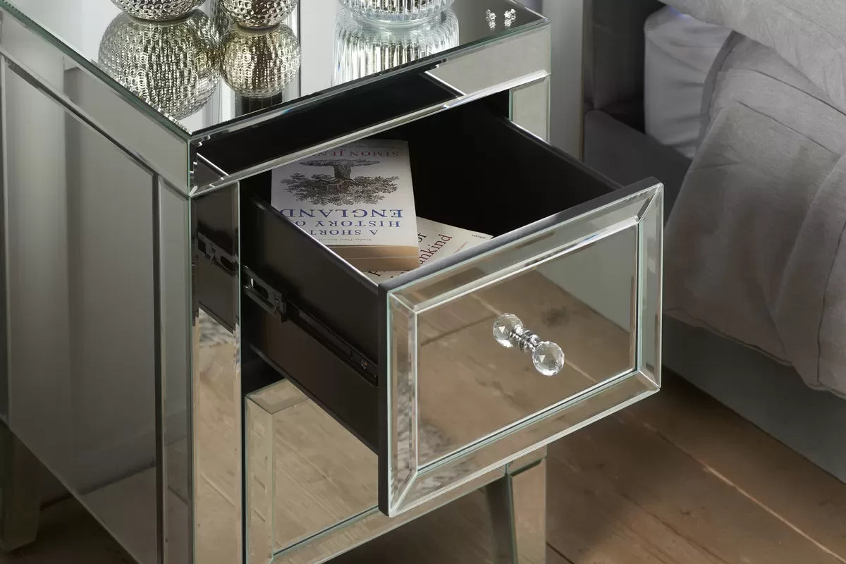 Valencia Mirrored 2 Drawer Bedside