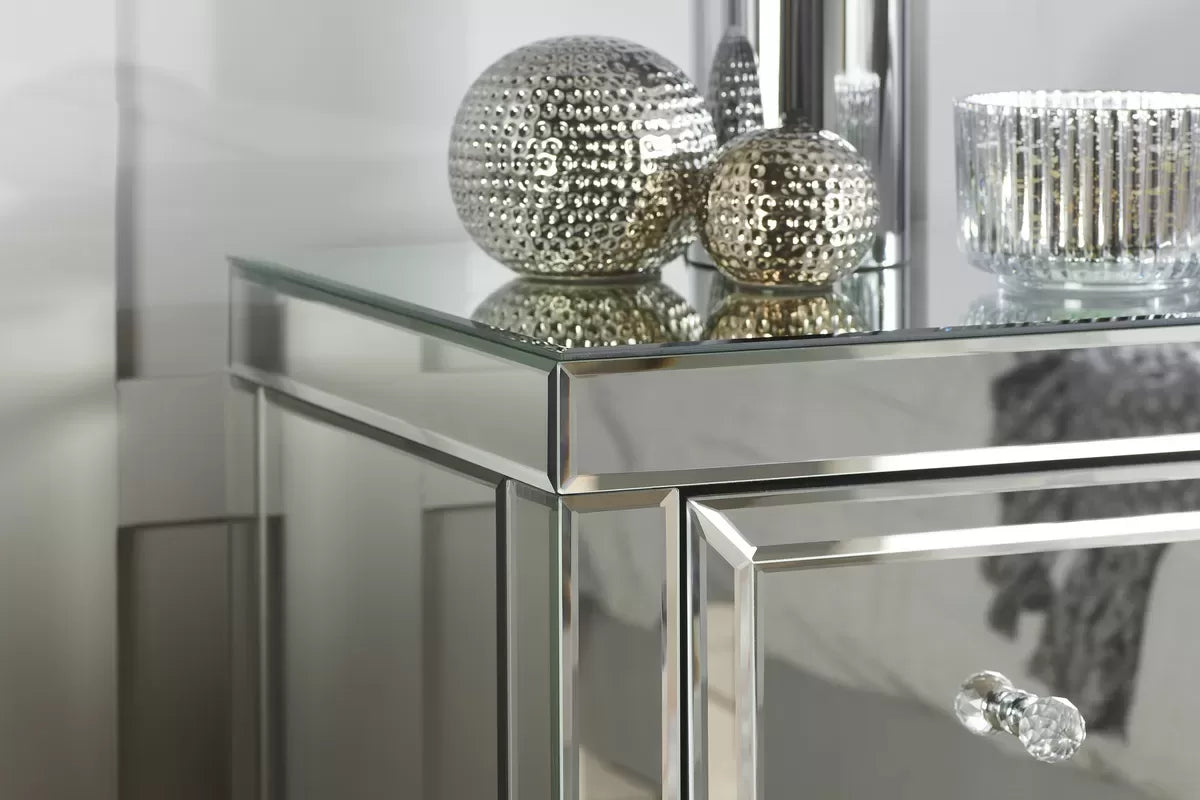 Valencia Mirrored 2 Drawer Bedside