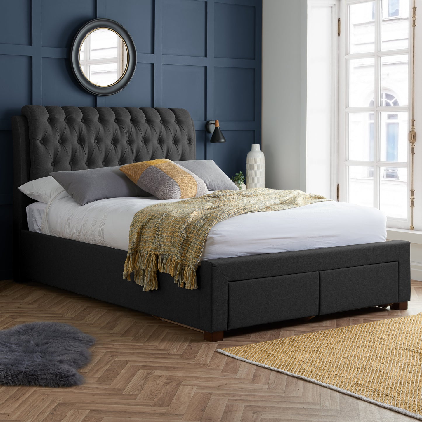 Valentino Charcoal King Bed