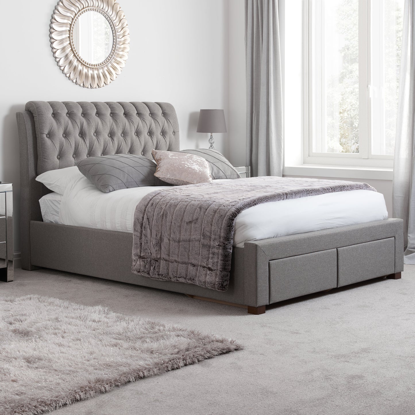 Valentino Grey King Bed